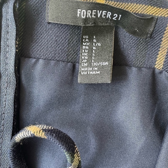 Forever 21 Navy Plaid Jumper Dress, L - Picture 5 of 9